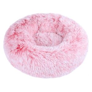 Round Plush Pet Bed for Dogs & Cats,Fluffy Soft Warm Calming Bed Sleeping Kennel Nest