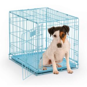 MidWest Single Door iCrate Metal Dog Crate, 24″, Blue