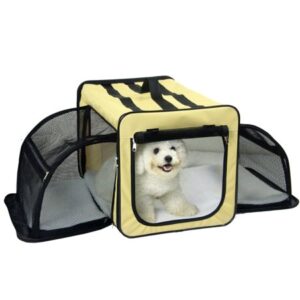 Pet Life Capacious Dual-Expandable Wire Folding Lightweight Collapsible Travel Pet Dog Crate