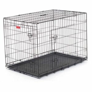 Lucky Dog Training Crate, Folding, Black, 2 Door, 42″