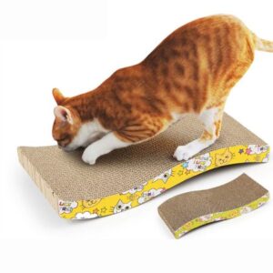 2 Pack Cat Scratch Pad, Cat Scratcher Cardboard, Cat Scratching Pad, Unique Double Texture Surface Durable Design, Wave Curved Shape, Reversible, with Organic Catnip