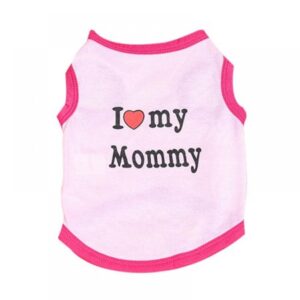 I ❤ My Mommy Dog Shirt Male Puppy Clothes for Small Dog Boy Chihuahua Yorkies Bulldog Pet Cat Outfits Tshirt Apparel (Small, Pink)