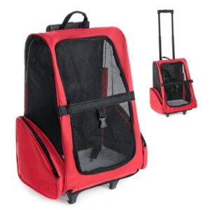 Pet Travel Rolling Backpack Rolling Carrier for Dogs Pet Carrier with Wheels Rolling Pet Travel with Storage Pocket