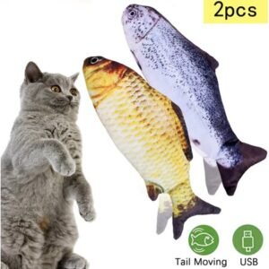DOTSOG 2 Pack Floppy Fish Cat Toy, Realistic Moving Flippity Fish Cat Toy Plush Simulation Interactive Toys for Cats Pets Kitten Exercise