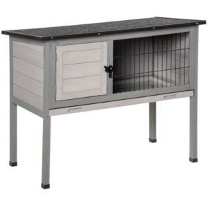 PawHut Elevated Rabbit Hutch w/ Hinged Roof & Metal Cage, Great for Small Animal