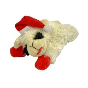 Multipet Holiday Lamb Chop with Santa Hat Plush Dog Toy, Small