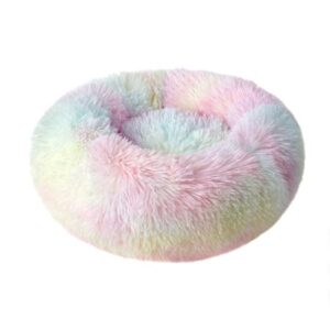 Round Plush Pet Bed for Dogs & Cats,Fluffy Soft Warm Calming Bed Sleeping Kennel Nest