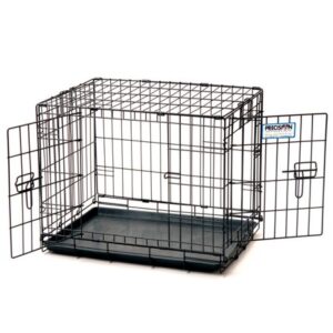 Precision Pet Products 2 Door Wire Kennel Dog Crate, Black, Indoor & Outdoor