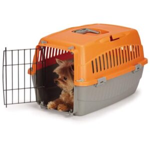 Carry Me Plastic Dog Crate, Orange, Small, 23″L x 14″W x 8″H