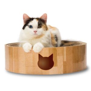 Necoichi Cozy Cat Scratcher Bowl, Beige