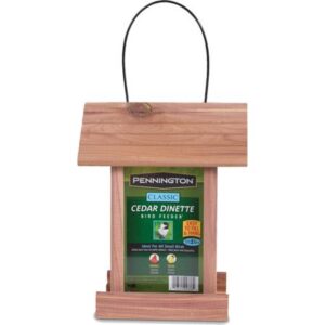 Pennington Red Cedar Dinette Hopper Wild Bird Feeder, 1.25 lbs Seed Capacity