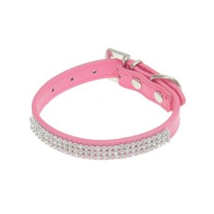 Zoiuytrg Dog Cat Puppy Collars Rhinestones Leather Chic Bling Crystal Buckle Diamond