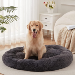 Focuspet Round Plush Dog Beds for Dogs and Cats, Dark Gray