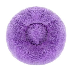 Round Plush Pet Bed for Dogs & Cats,Fluffy Soft Warm Calming Bed Sleeping Kennel Nest Purple