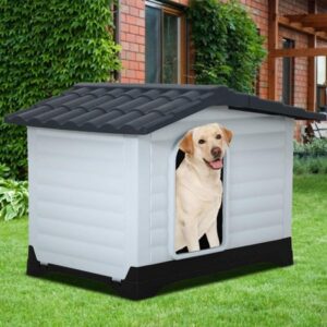 Outdoor Dog House for Small Dogs Waterproof Pet Shelter Durable Antiair-Free Pet House with Base Support for All-Weather Use, 26 inch