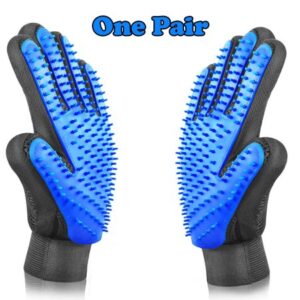 VeniCare Pet Grooming Gloves Brush Dog Cat Hair Remover Mitt Massage Deshedding 1 Pair Blue