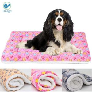 Deago Ultra Soft Pet Dog/Cat Bed | Reversible Fleece Crate Bed Mat | Pet Bed Liner Blankets Covers for Large Small Medium Dog Cat