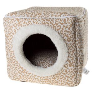 Petmaker, Small, Cozy Cave, Cat Bed, Leopard Print, 13-in