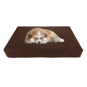 Waterproof Dog Bed – 2-Layer Memory Foam Dog Bed with Removable Machine Washable Cover – 20×15 Pet Bed for Dogs up to 20lbs by PETMAKER (Brown)