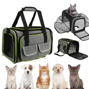 2 Sides Expandable Pet Carrier, Airline Approved Soft-Sided Dog Cat Carrier Bag with Fleece Pad for Cats, Puppy and Small Animals