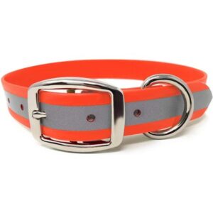 Heavy Duty Reflective Dog Collar – Adjustable Dog Collar with Durable Metal Buckle and D Ring, Chew Resistant Waterproof Dog Collar