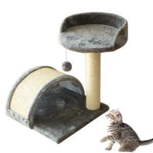 Seenda Cat Scratching Post with Bed – Cat Tree Cat Tower with Plush Ball, Cat Claw Scratcher with Teasing Toy Ball, Scratch Post for Small Cats, Kittens