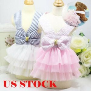 Pet Cat Dog Bow Tutu Lace Dress Skirt Puppy Princess Costume Apparel Clothes