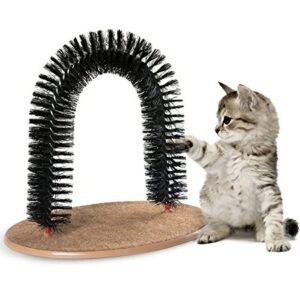 JINGPENG Pet Grooming Scratcher Brush Cat Arch Self Groomer Hair Cleaner with Scratch Pad and Catnip