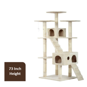 Bestpet Cat Tree Scratcher for Large Cats, 73″ H, Beige