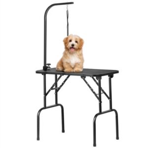 SmileMart Adjustable Foldable Dog or Cat Grooming Table with Arm and Loop