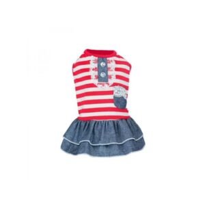 Dragonus Cotton Striped Dog Dress Doggie Clothes Puppy Vest Dress Pet Cat Apparel