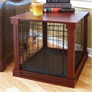 Merry Products Pet Dog Crate End Table with Cover, Mahogany, Medium, 30L x 19W x 21H in.