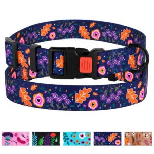 CollarDirect Floral Dog Collar Nylon Pet Collars for Dogs Small Medium Large Puppy, Navy Blue