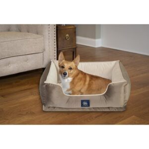 Serta Ortho Cuddler Pet Dog Bed, Large, 34″x24″, Brown