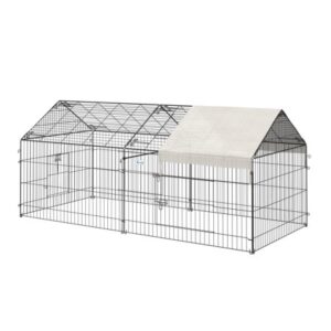 Pawhut Outdoor Metal Pet Dog Crate with Cover, X-Large, 87″L