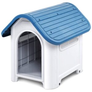 Magshion Plastic Pet Kennel Shelter, Blue, Up to 30 lbs, Waterproof