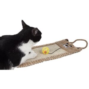 Pet Life Eco-Natural Sisal And Jute Hanging Carpet Kitty Cat Scratcher Lounge With Toy