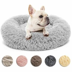 Round Plush Pet Bed for Dogs & Cats,Fluffy Soft Warm Calming Bed Sleeping Kennel Nest