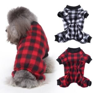Actoyo Pet Dogs Christmas Plaid Pajamas Flannel Warm Clothes Puppy Costume Apparel