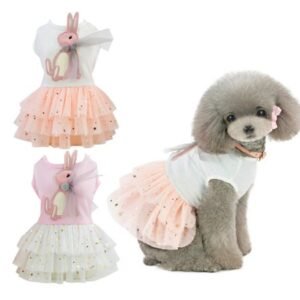 Small Dog Dress 2 Packs – Cute Tutu Princess Dress for Girl Dogs, Puppy Shirts Vest Pet Apparel For Small Dogs And Cats In Wedding Holiday Spring Summer, Rabbit, S