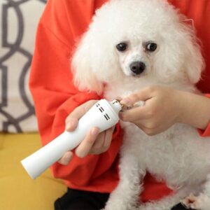 MOVSOU Dog Nail Grinder Paws Grooming Portable Battery Professional Low Noise 3-Speed Pet Nail Trimmer Painless Paws Grooming for Small Medium and Large Dogs & Cats