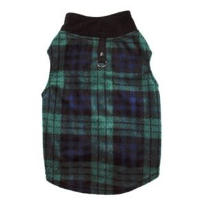 VICOODA Pet Dog Polar Fleece Vest, Autumn Winter Pet Plaid Jacket Dog Coat Cold Weather Clothes Apparels for Small Medium Large Dogs,Green,XS
