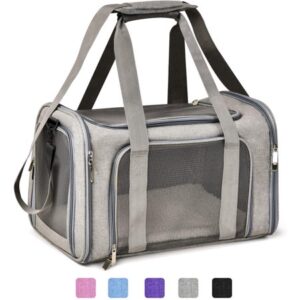 4 Sides Expandable Pet Carrier,Airline Approved Soft-Sided Dog Cat Carrier Bag with Fleece Pad for Cats,Puppy and Small Animals,Gray