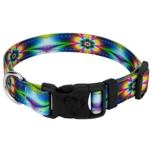 Country Brook Petz® Deluxe Tie Dye Flowers Reflective Dog Collar – Medium