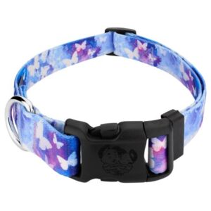 Country Brook Petz® Deluxe Watercolor Butterflies Dog Collar – Made In The U.S.A., Large