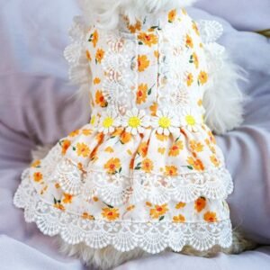 Windfall Pet Clothes Pet Elegant Floral Lace Dog Dress Shirt Vest Sundress Clothes Apparel for Small and Medium-Sized Dogs, Cat Clothes