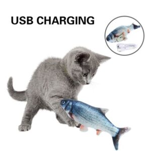 12″ USB Charging Simulation Fish Cat Toy Installable Catnip