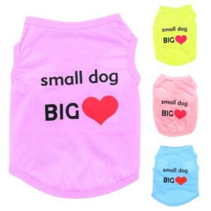 SPRING PARK Summer Polyester Dog T-Shirts Pet Shirts Heart Print Dog T-Shirt Dog T Shirt Dog Vest Pet Clothing Puppies Clothes for Small Dogs Doggie Spring Summer Apparel