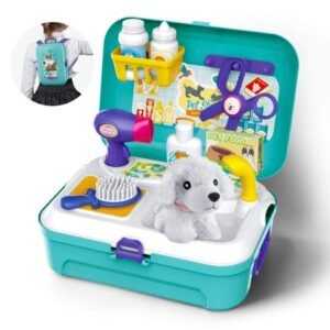Toys for Kids Dog Grooming Doctor Kit Toys, Pet Care Play Set Pretend Puppy Dog Carrier, Pet Grooming Toy with Sturdy Gift case for Toddler Boys and Girls-1 Set