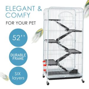 Yaheetech 52″ 6 Level Indoor Ferret and Small Animal Cage, White